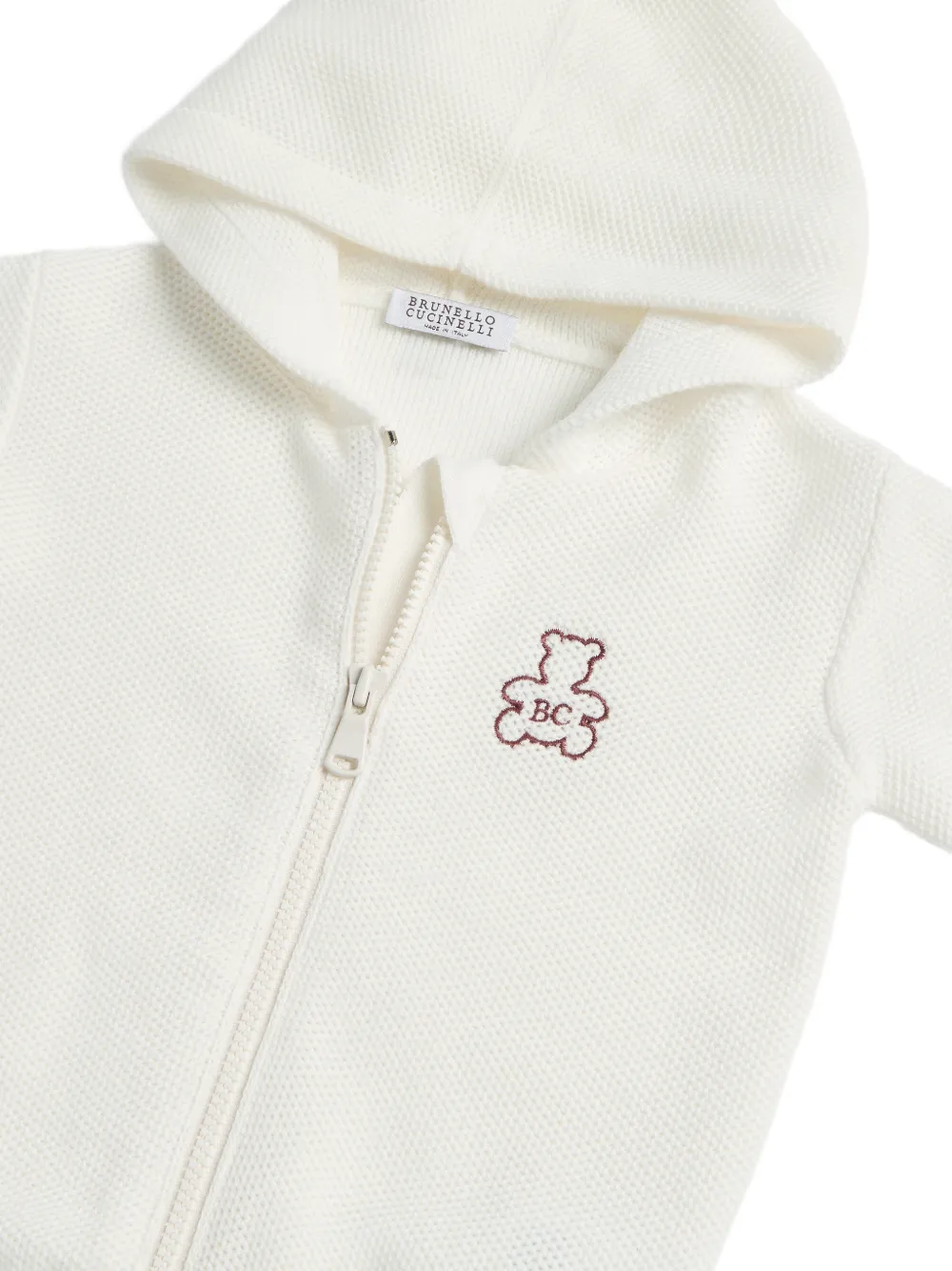 Brunello Cucinelli Kids Bernie hoodie met honingraat-stiksel Wit