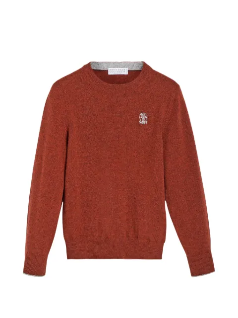 Brunello Cucinelli Kids sweater i kashmir med logobroderi