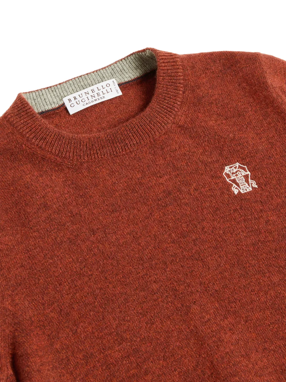 Brunello Cucinelli Kids logo-embroidered cashmere sweater Rood