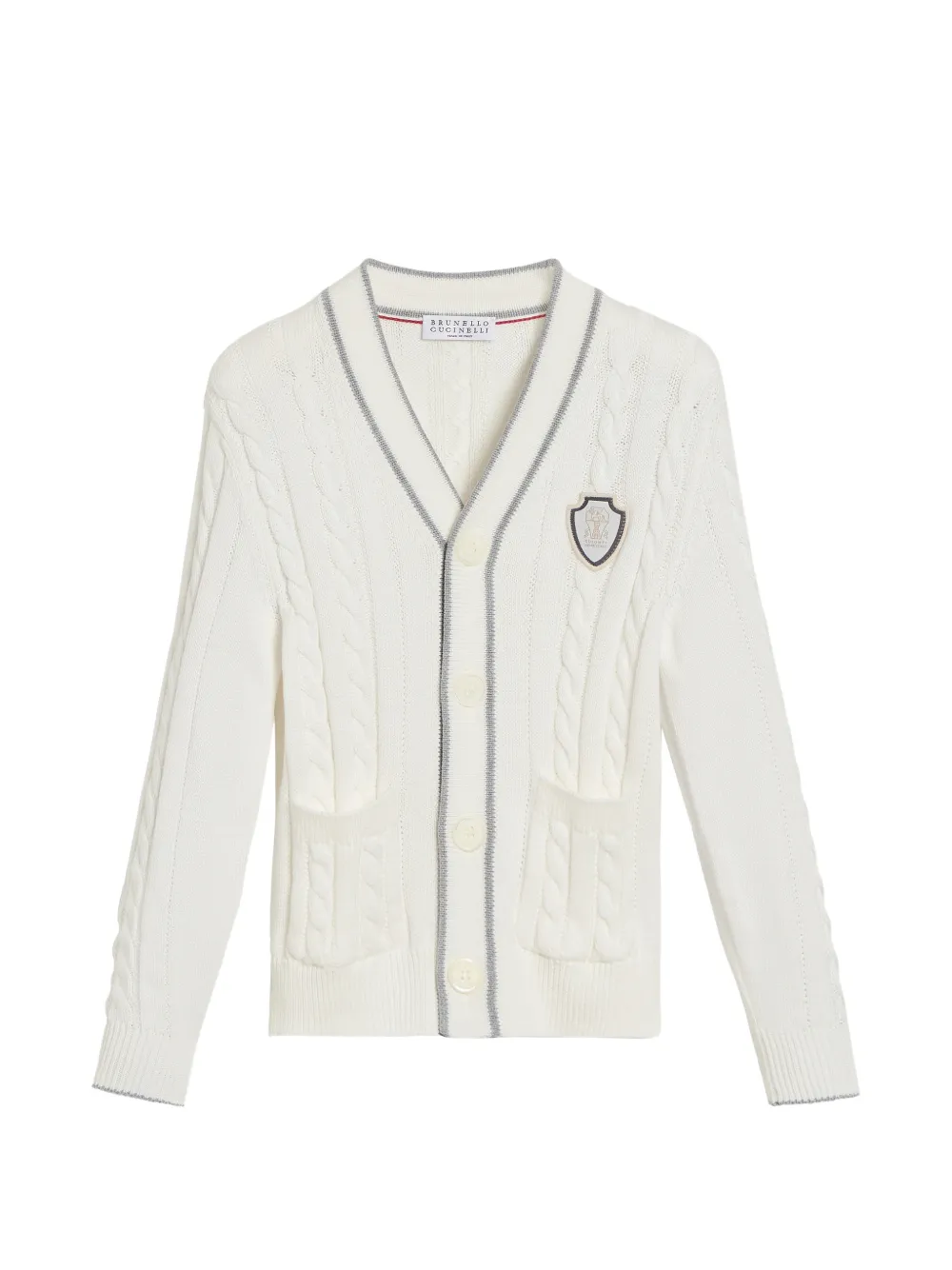 Brunello Cucinelli Kids Cardigan con applicazione - Bianco