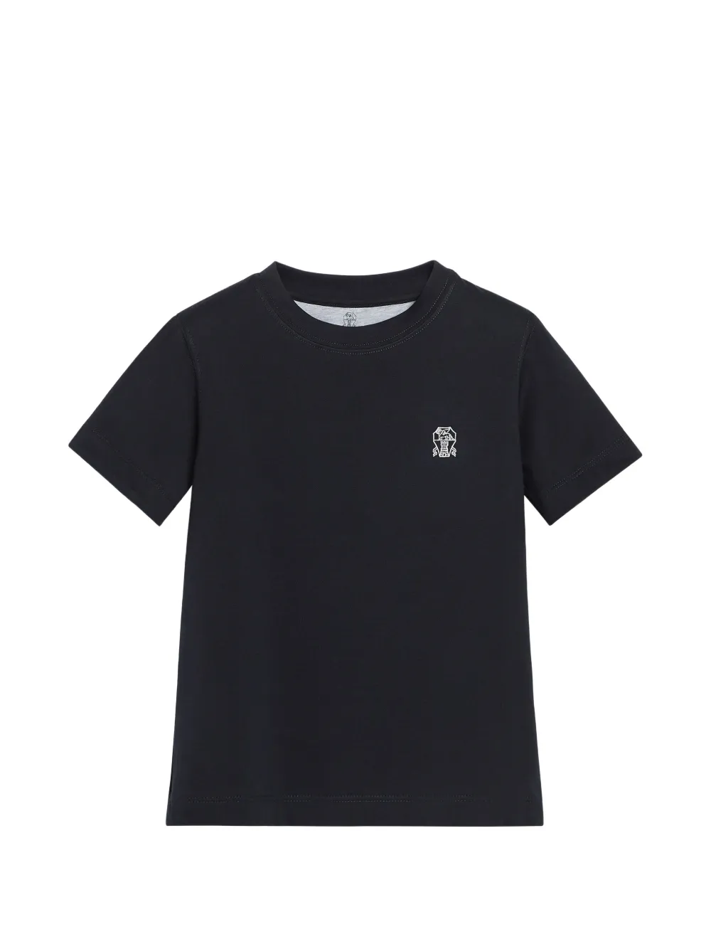 Brunello Cucinelli Kids T-shirt in cotone con logo - Blu