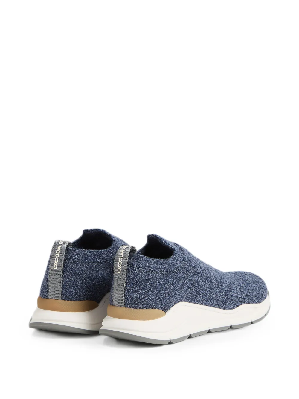 Brunello Cucinelli Kids logo-embroidered slip-on sneakers Blauw