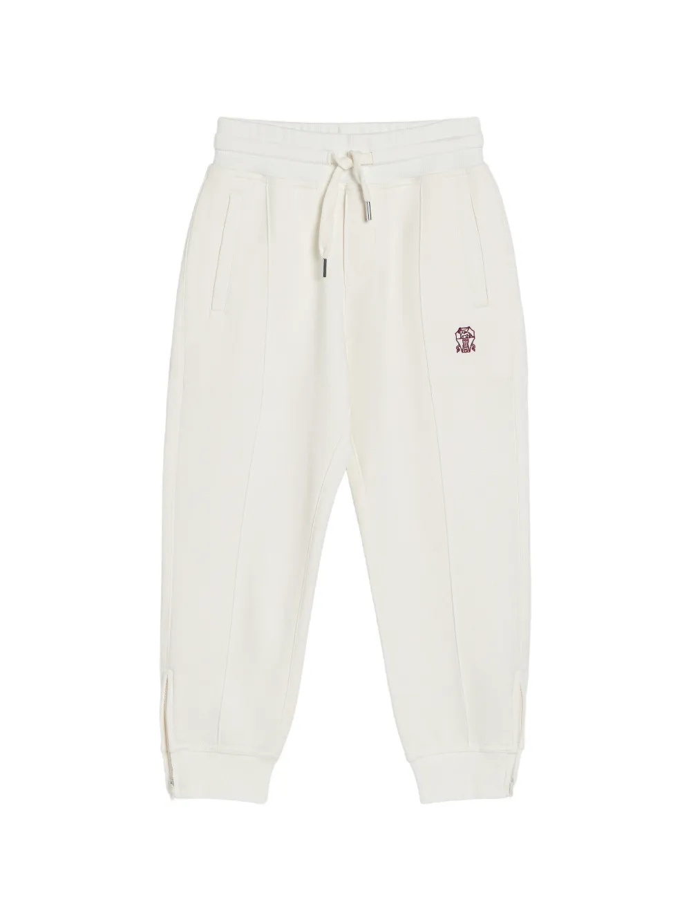 Brunello Cucinelli Kids logo-embroidered Crête-detail track pants - Toni neutri