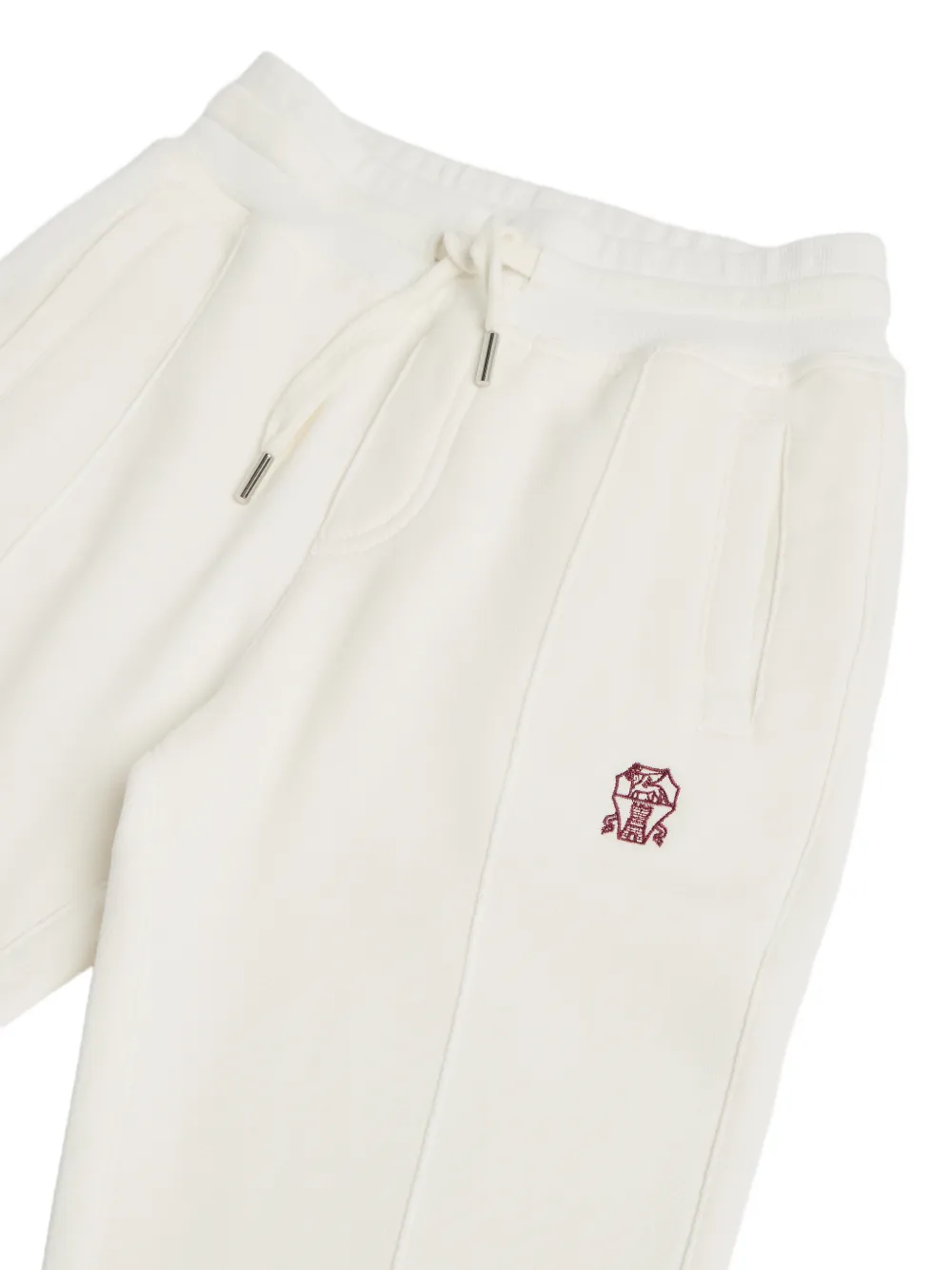 Brunello Cucinelli Kids Trainingsbroek met geborduurd logo en Crête-detail Beige