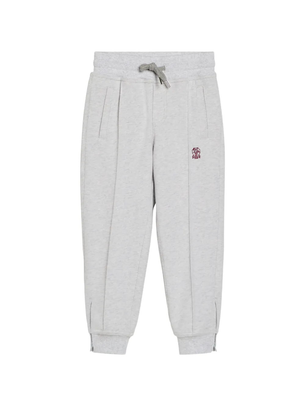 Brunello Cucinelli Kids Pantaloni sportivi con logo ricamato - Grigio