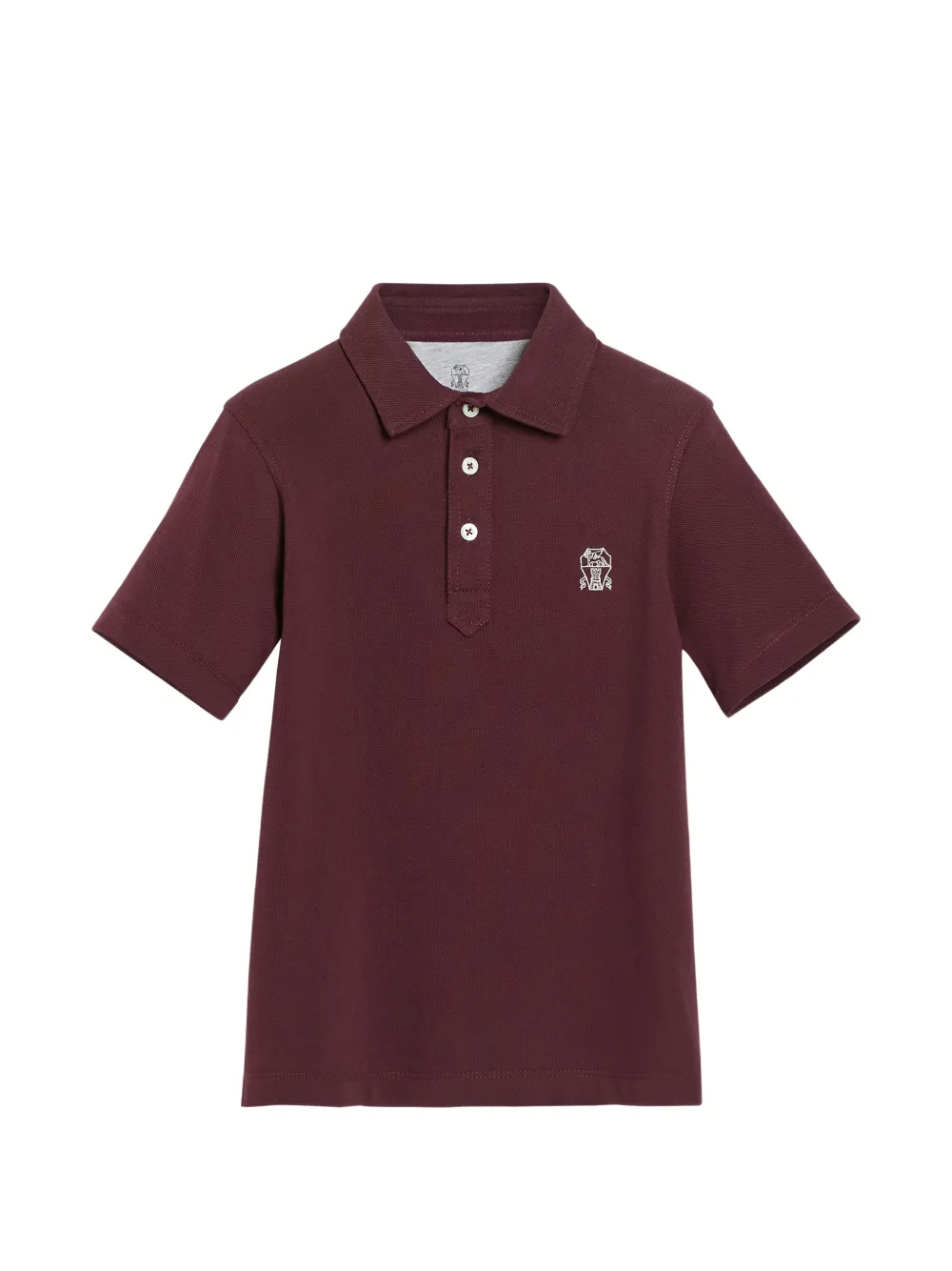 Brunello Cucinelli Kids Polo con logo ricamato - Rosso
