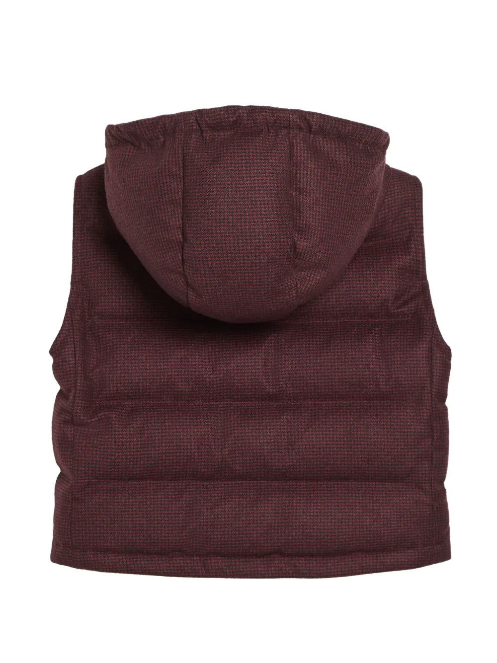 Brunello Cucinelli Kids Gewatteerde top met pied-de-poule patroon en capuchon Rood