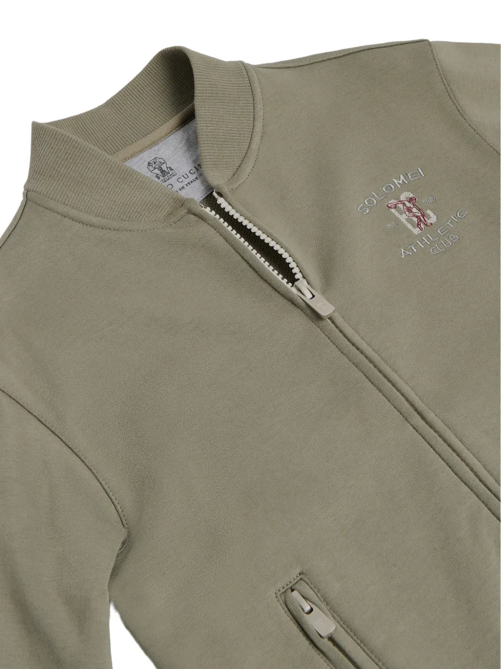 Brunello Cucinelli Kids Sweater in bomberstijl met borduurwerk Groen