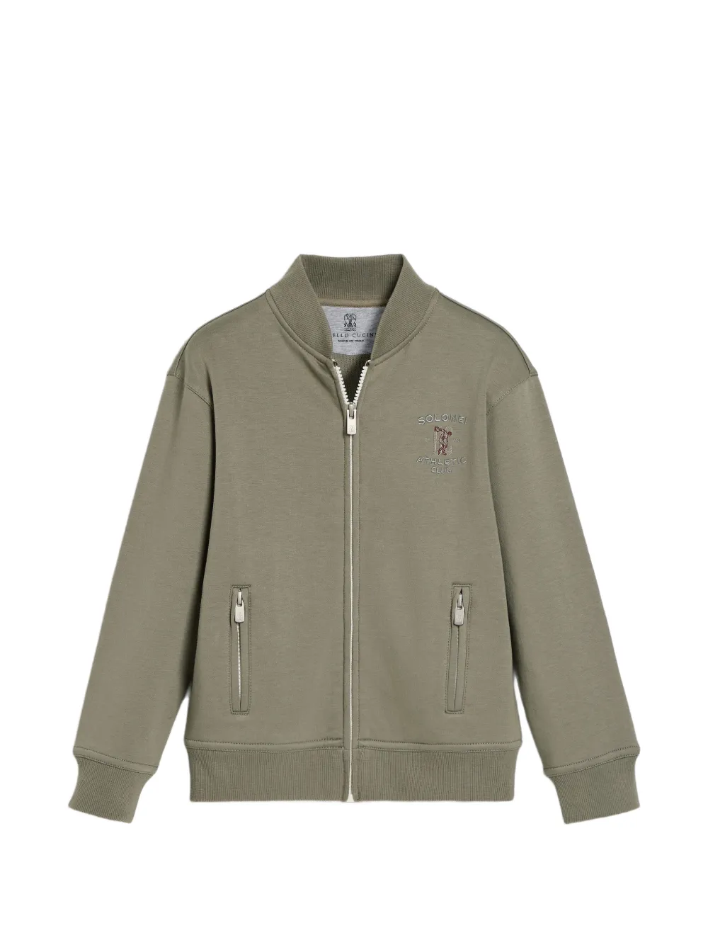 Brunello Cucinelli Kids Sweatshirtjacke im Bomber-Look - Grün