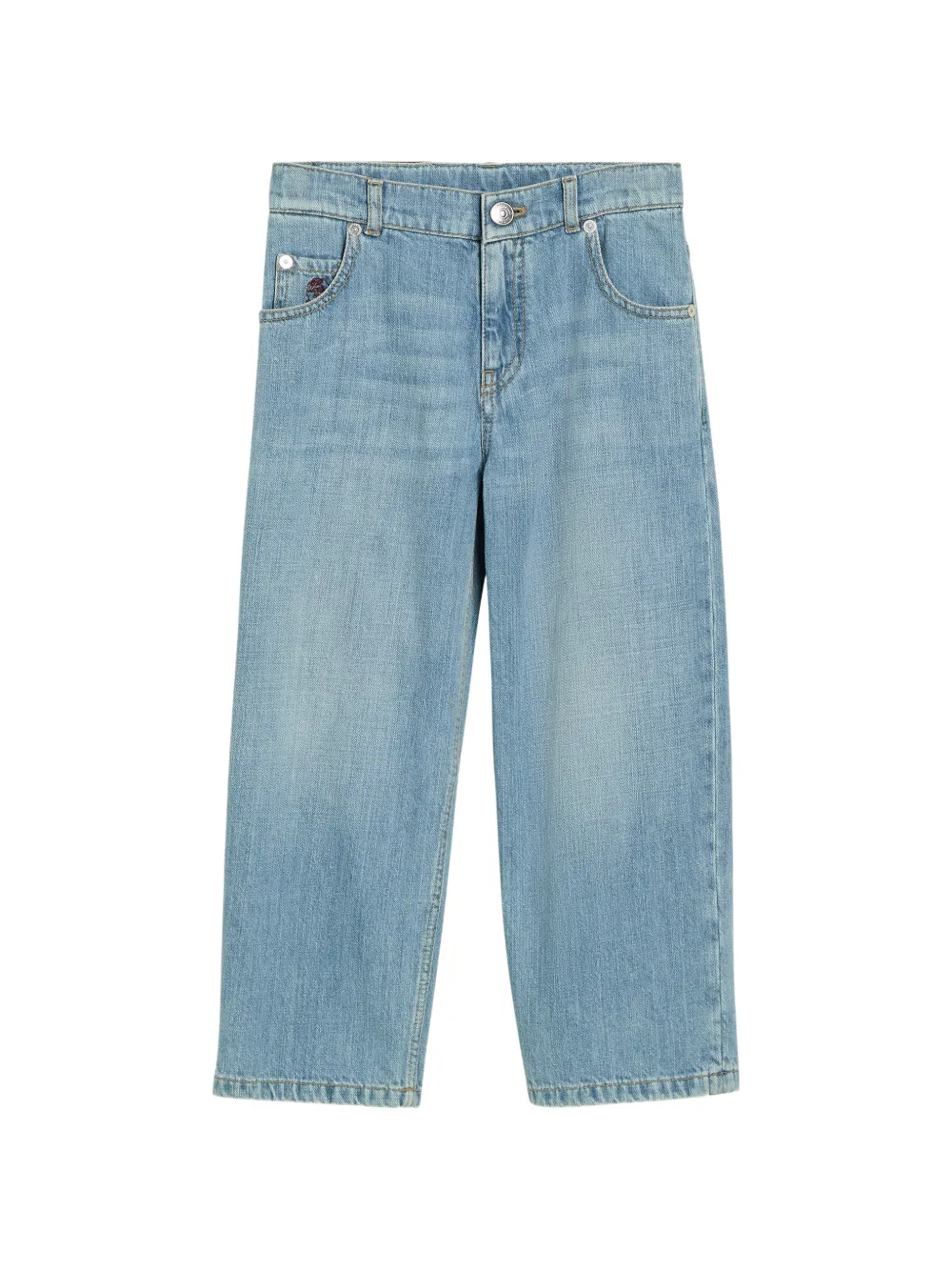 Brunello Cucinelli Kids Jeans con applicazione logo - Blu
