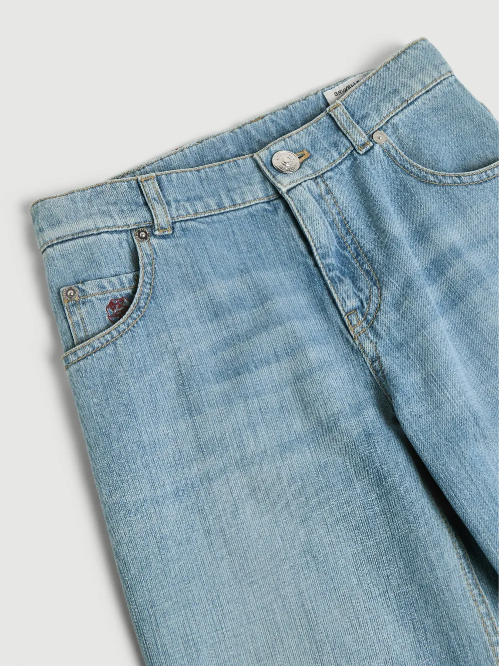 Brunello Cucinelli Kids Jeans met logo-patch en riemlus Blauw