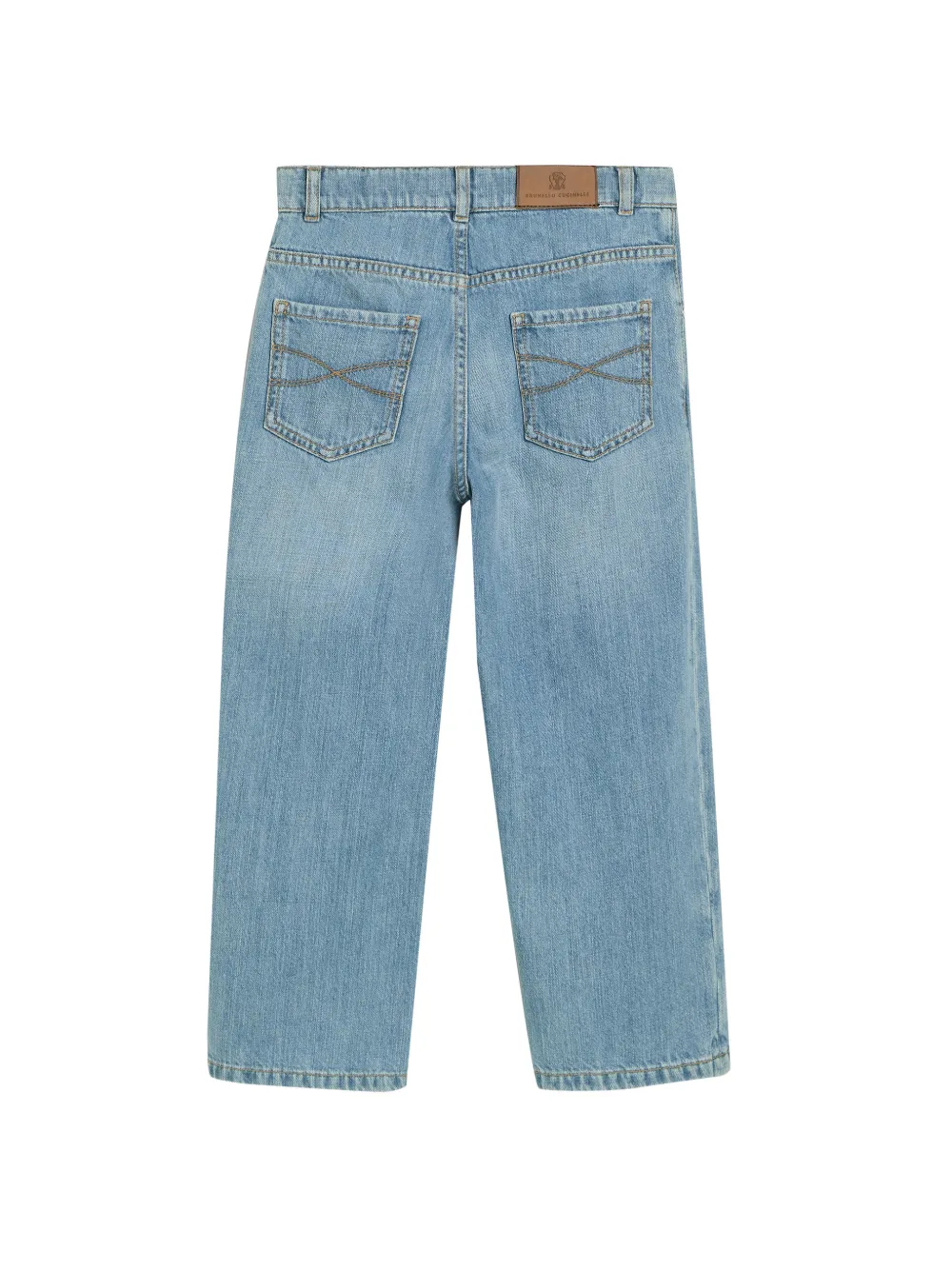 Brunello Cucinelli Kids Jeans met logo-patch en riemlus Blauw