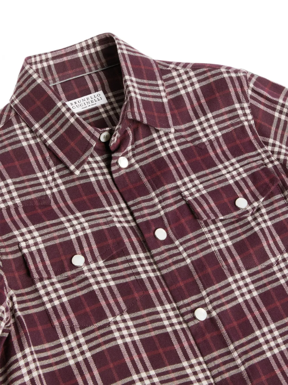 Brunello Cucinelli Kids tartan-pattern long-sleeve shirt Rood