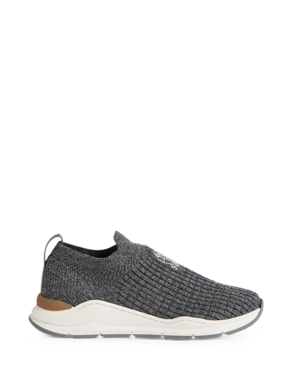 Brunello Cucinelli Kids embroidered-logo slip-on sneakers Grijs