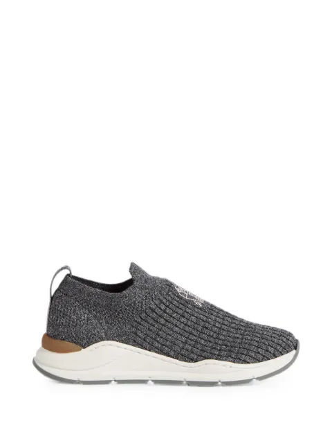 Brunello Cucinelli Kids techno cotton slip-on sneakers with embroidered logo