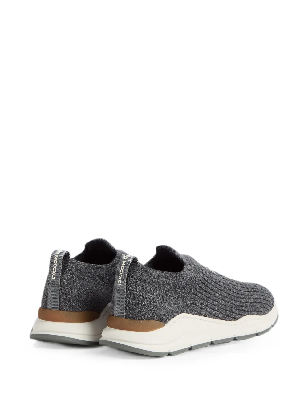 Brunello Cucinelli Kids embroidered-logo slip-on sneakers Grijs