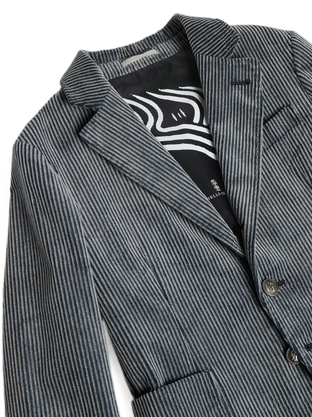 Brunello Cucinelli Kids Blazer met textuur en lange mouwen Blauw