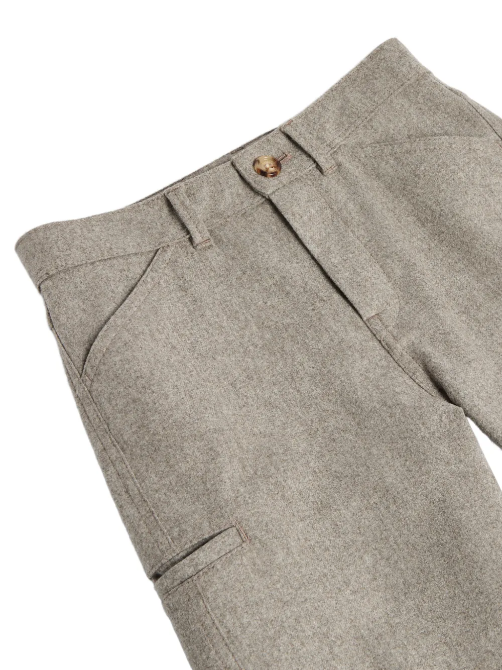 Brunello Cucinelli Kids Broek met toelopende pijpen en riemlussen Bruin
