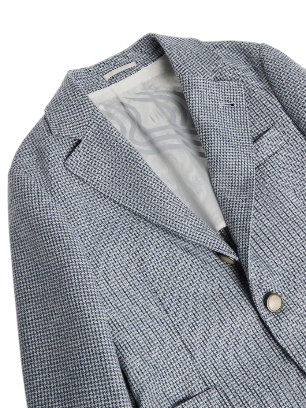 Brunello Cucinelli Kids Blazer met pied-de-poule patroon en lange mouwen Blauw