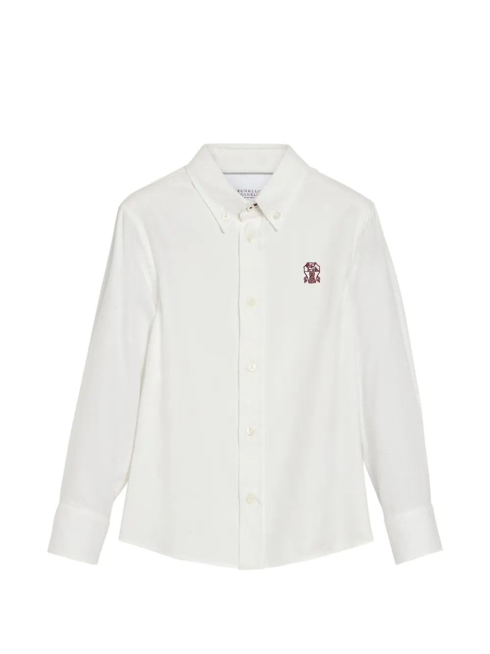 Brunello Cucinelli Kids Camicia a maniche lunghe con ricamo - Bianco
