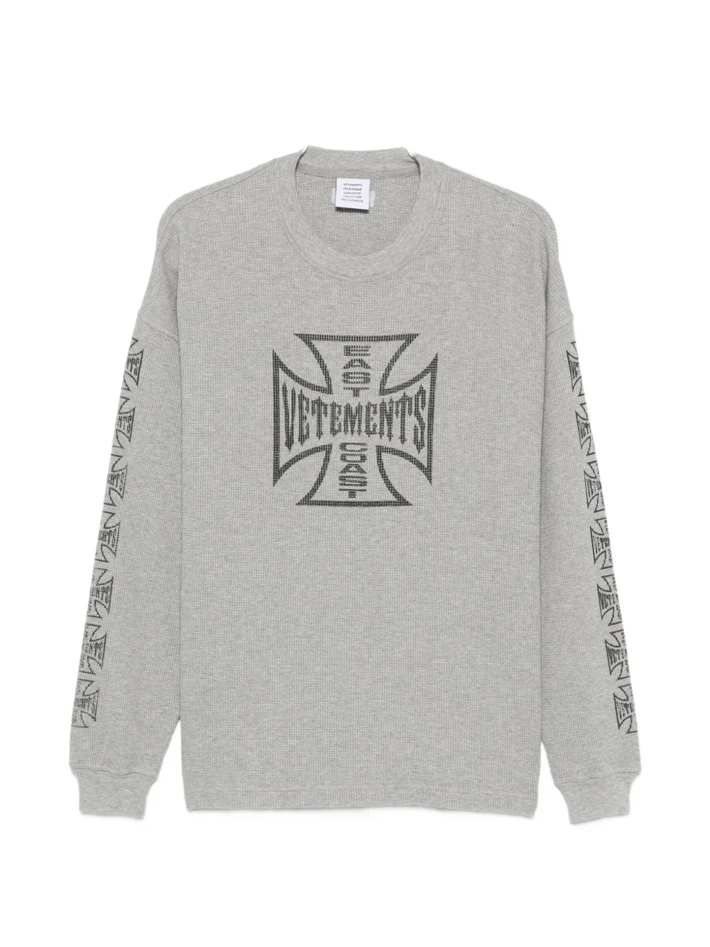 VETEMENTS logo-print waffle-knit T-shirt - Grau