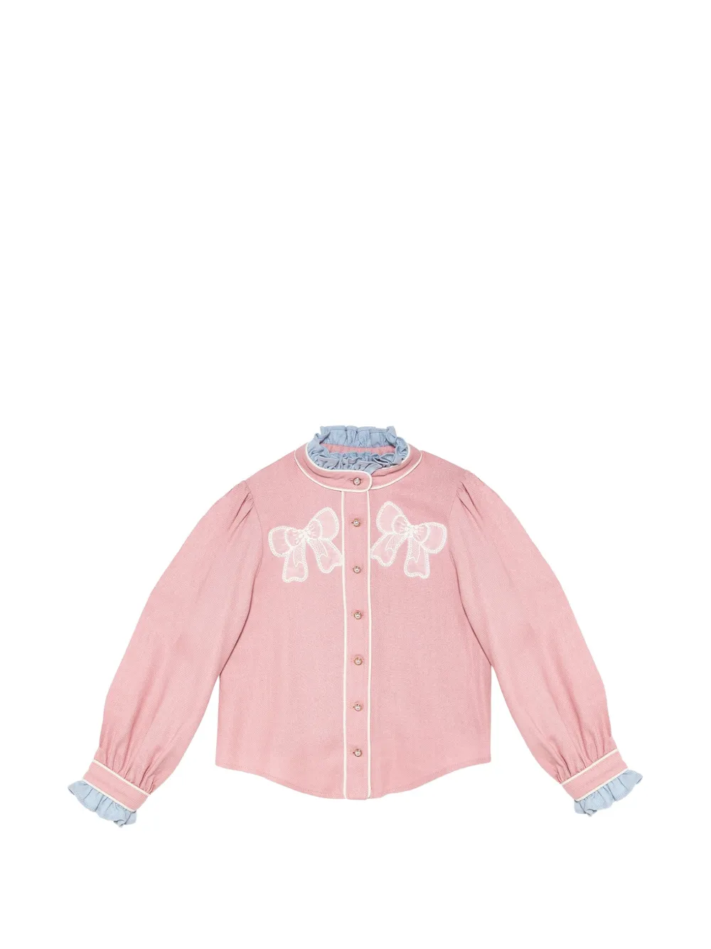 Tutu Du Monde Sweet Memory bow-embroidered ruffled blouse - Rosa