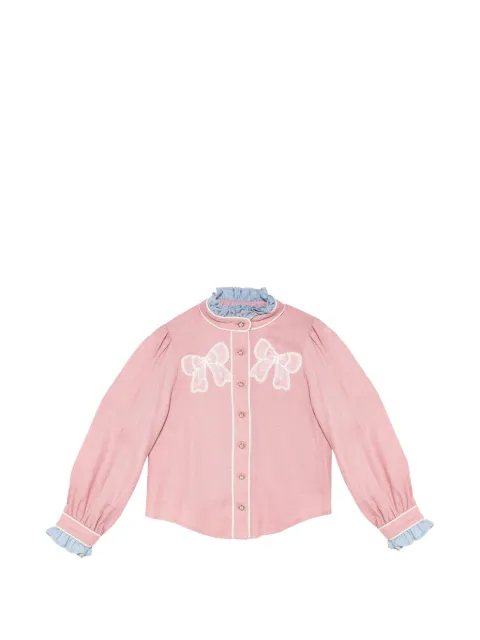 Tutu Du Monde Sweet Memory bow-embroidered ruffled blouse