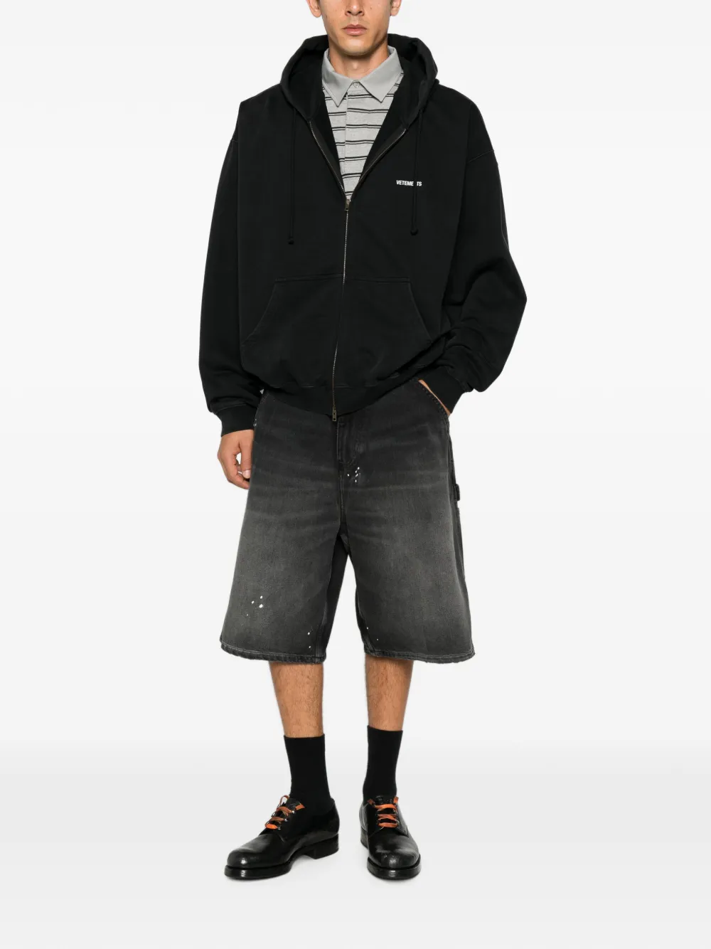 VETEMENTS Hoodie met logoprint en rits Zwart