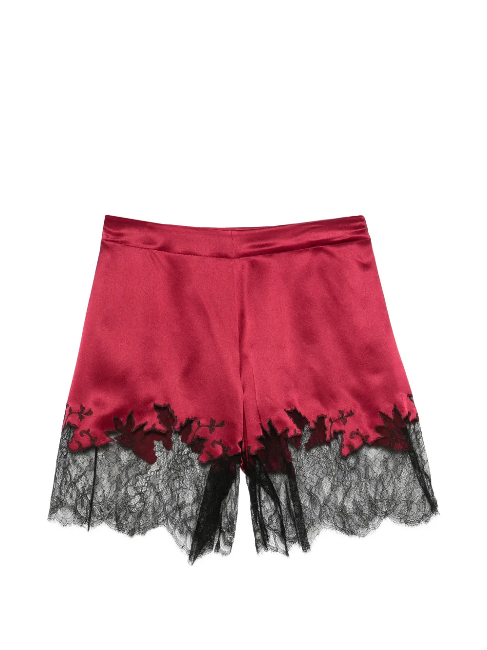 Carine Gilson Shorts in seta con orlo in pizzo - Rosso