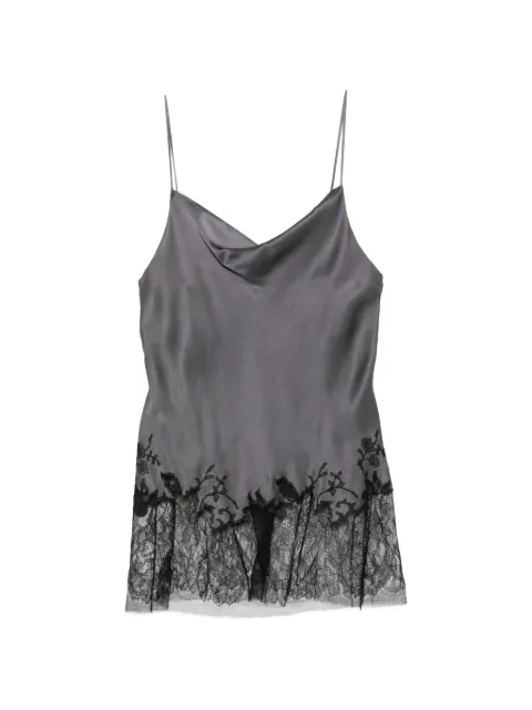 Carine Gilson camisón de seda con ribete de encaje