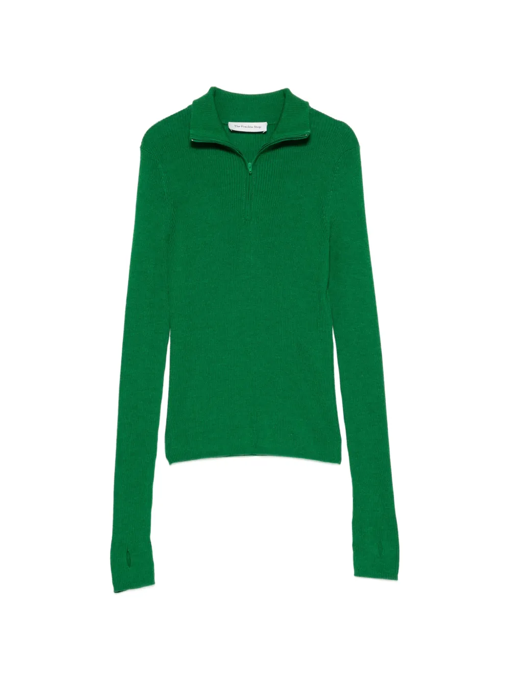 The Frankie Shop Sade ribbed-knit half-zip sweater - Grün