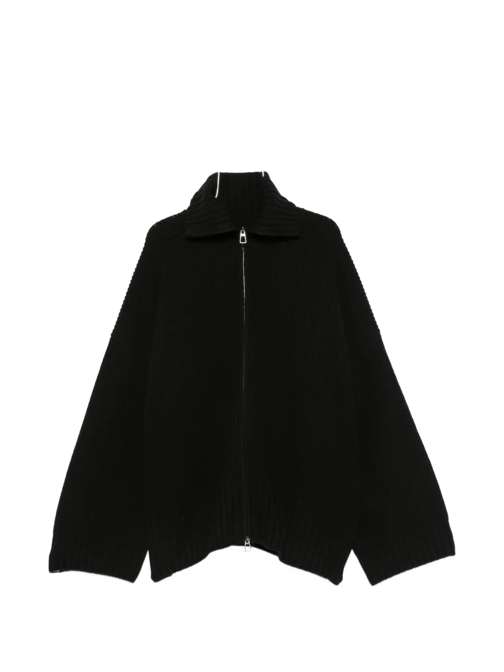 The Frankie Shop Veda ribbed-knit zip-fastening cardigan - Nero