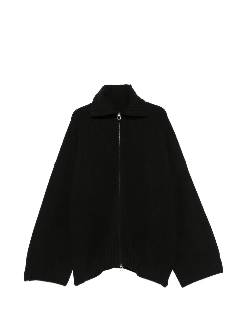 The Frankie Shop Veda ribbed-knit zip-fastening cardigan - Schwarz