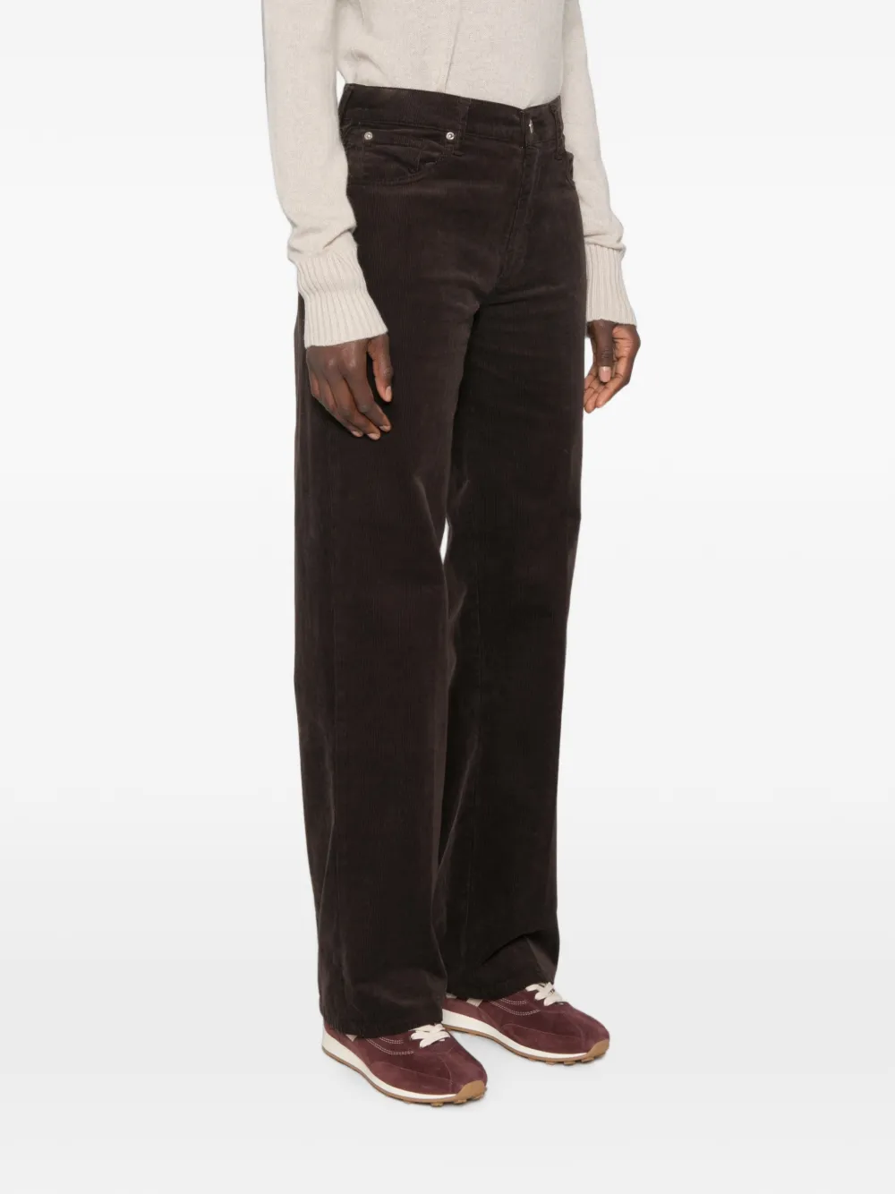 7 For All Mankind Stovepipe ribfluwelen broek met ceintuur Bruin