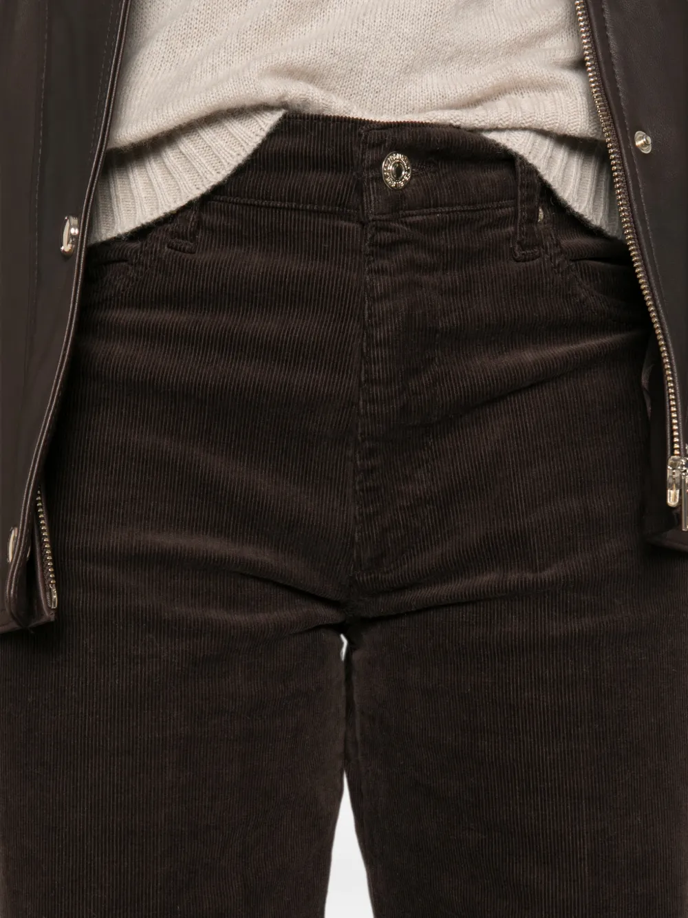 7 For All Mankind Stovepipe ribfluwelen broek met ceintuur Bruin