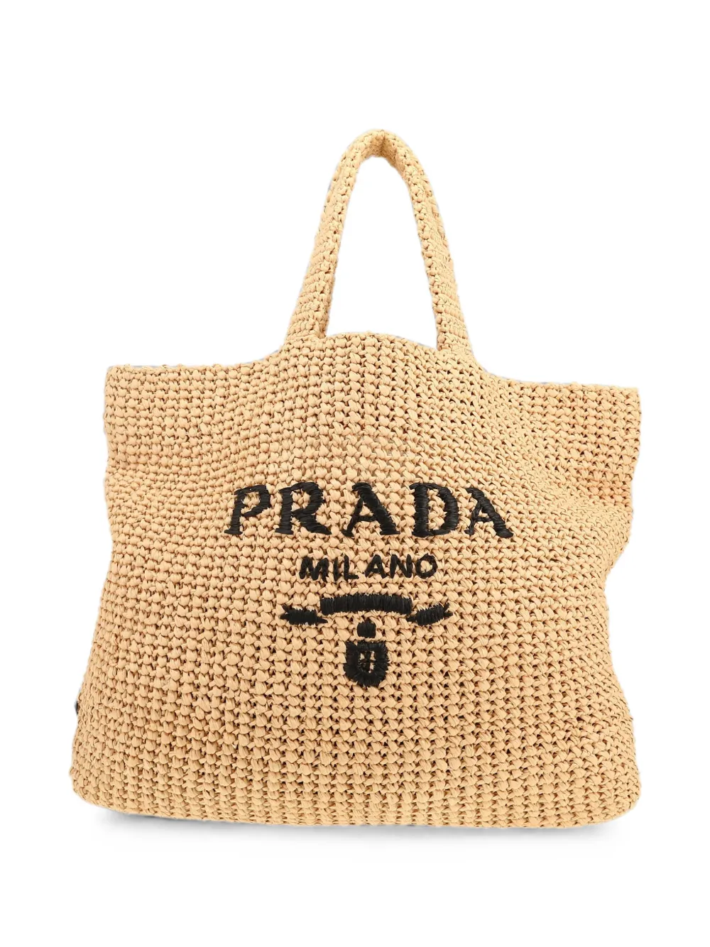 Prada Pre-Owned logo-embroidered raffia tote bag - Toni neutri