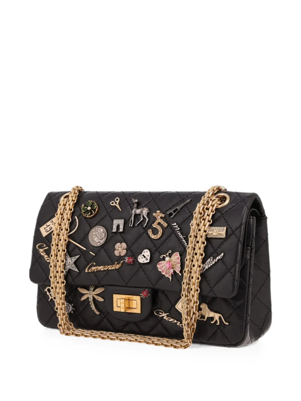 CHANEL Pre-Owned 2017 2.55 gewatteerde schoudertas Zwart