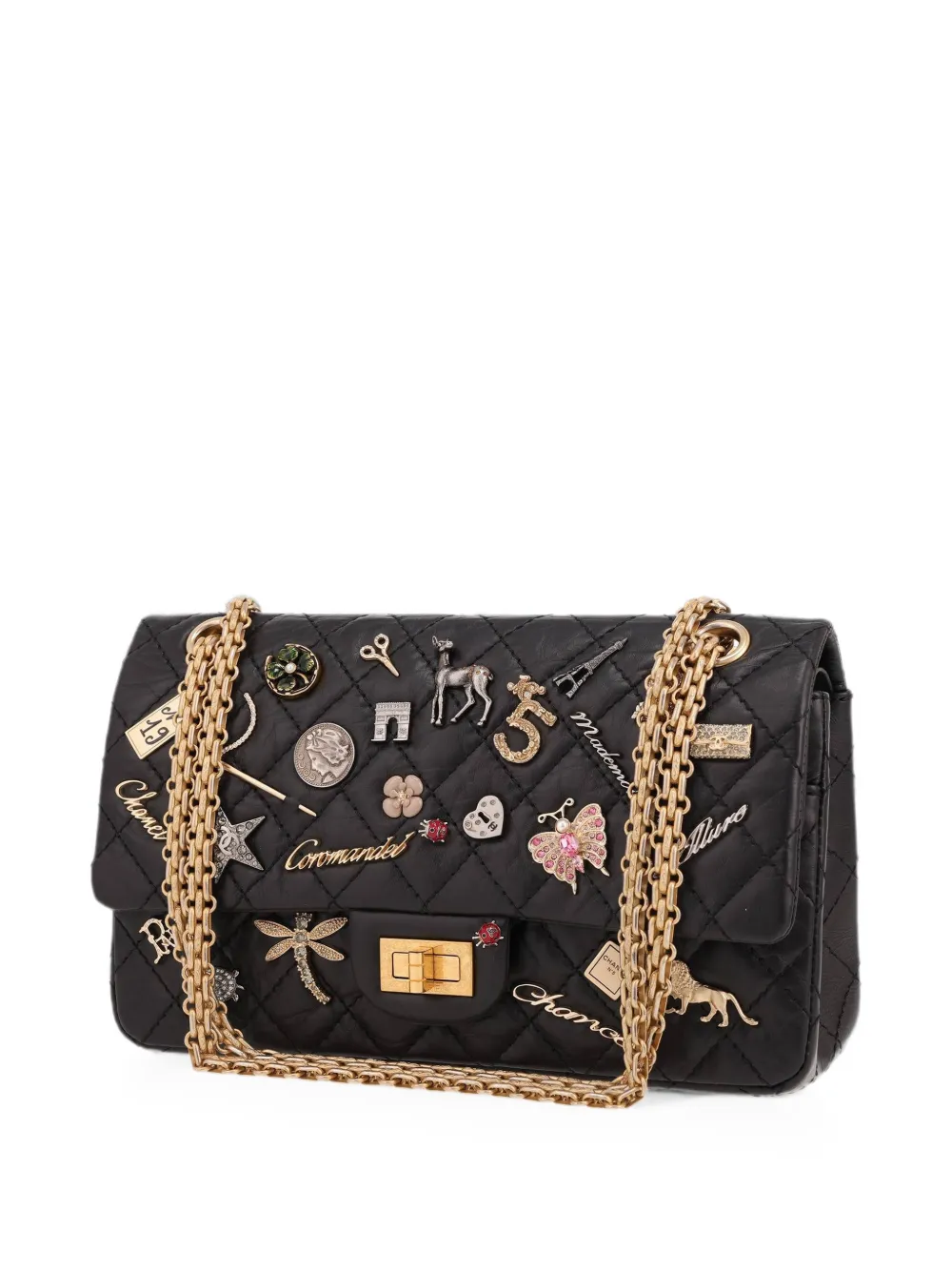 CHANEL Pre-Owned 2017 2.55 gewatteerde schoudertas Zwart