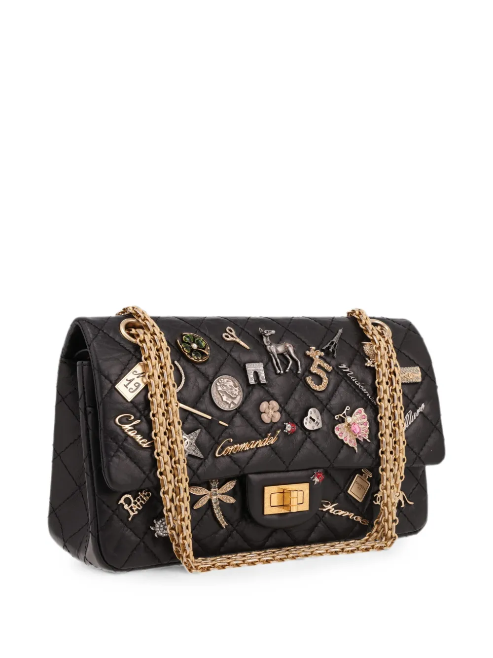CHANEL Pre-Owned 2017 2.55 gewatteerde schoudertas Zwart