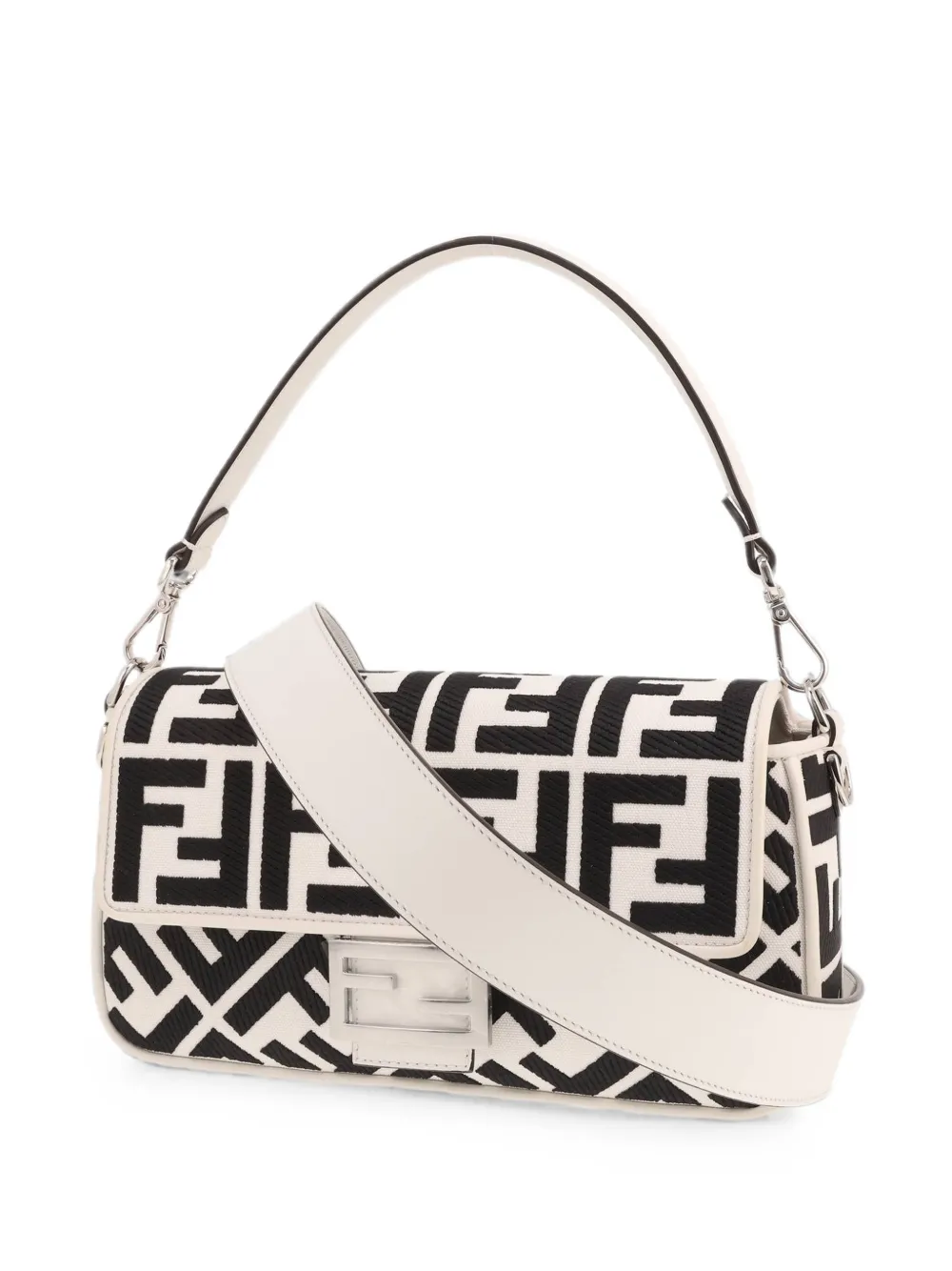Fendi Pre-Owned 2020s Baguette logo-print shoulder bag - Bianco