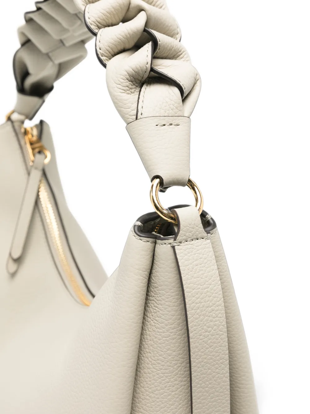 Coccinelle Boheme gevlochten leren schoudertas Beige