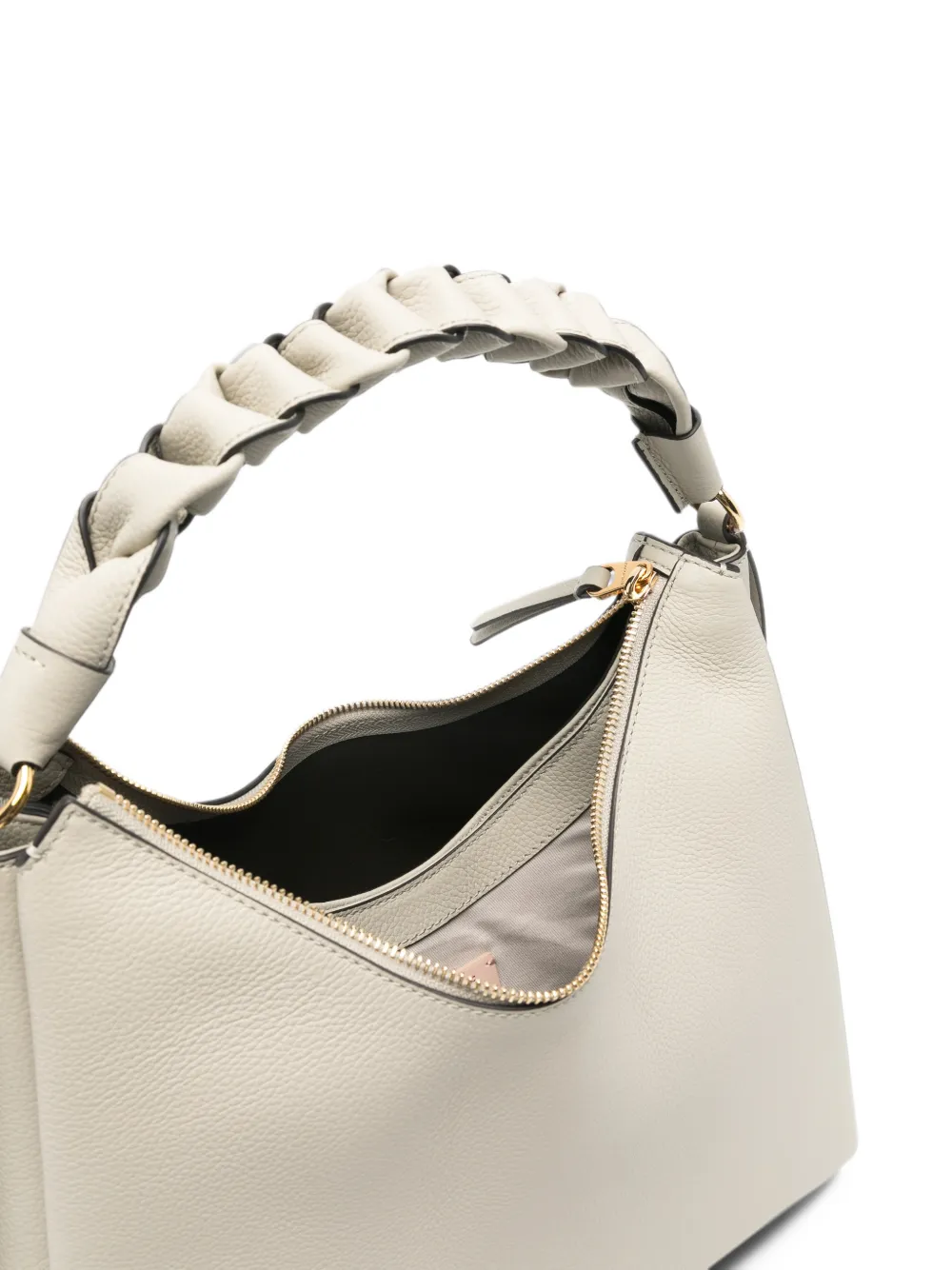 Coccinelle Boheme gevlochten leren schoudertas Beige