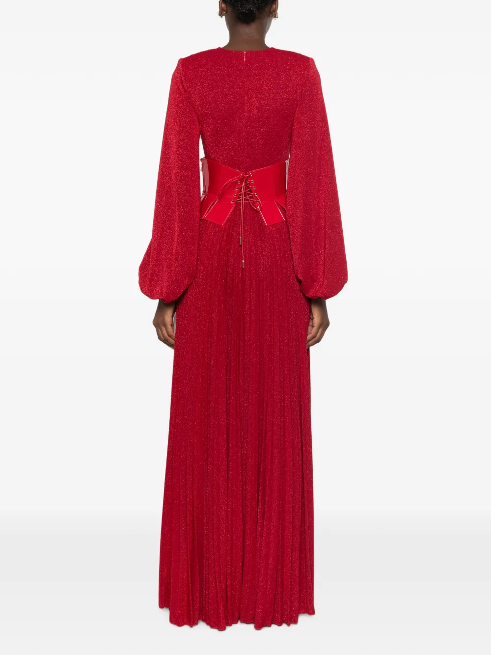 Elisabetta Franchi Red Carpet geplooide maxi-jurk met korsetdetail Rood