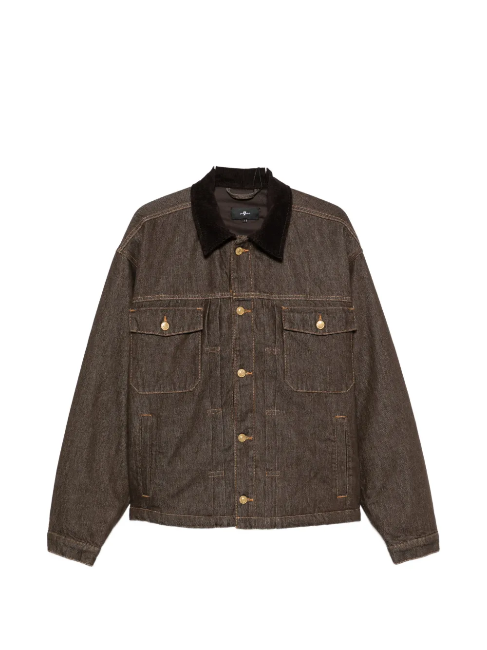 7 For All Mankind corduroy-collar denim jacket - Marrone