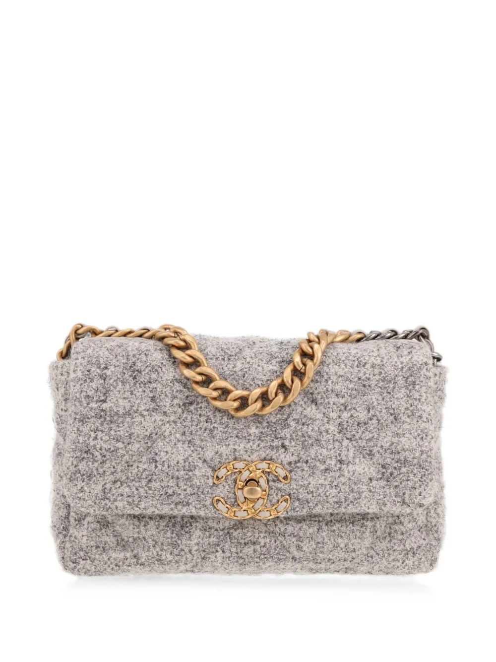 CHANEL Pre-Owned 19 tweed shoulder bag - Grigio
