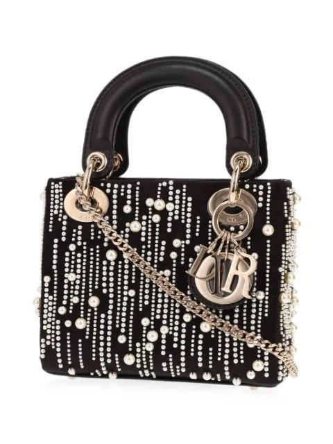 Christian Dior Pre-Owned mini Lady Dior pearl-embroidered shoulder bag
