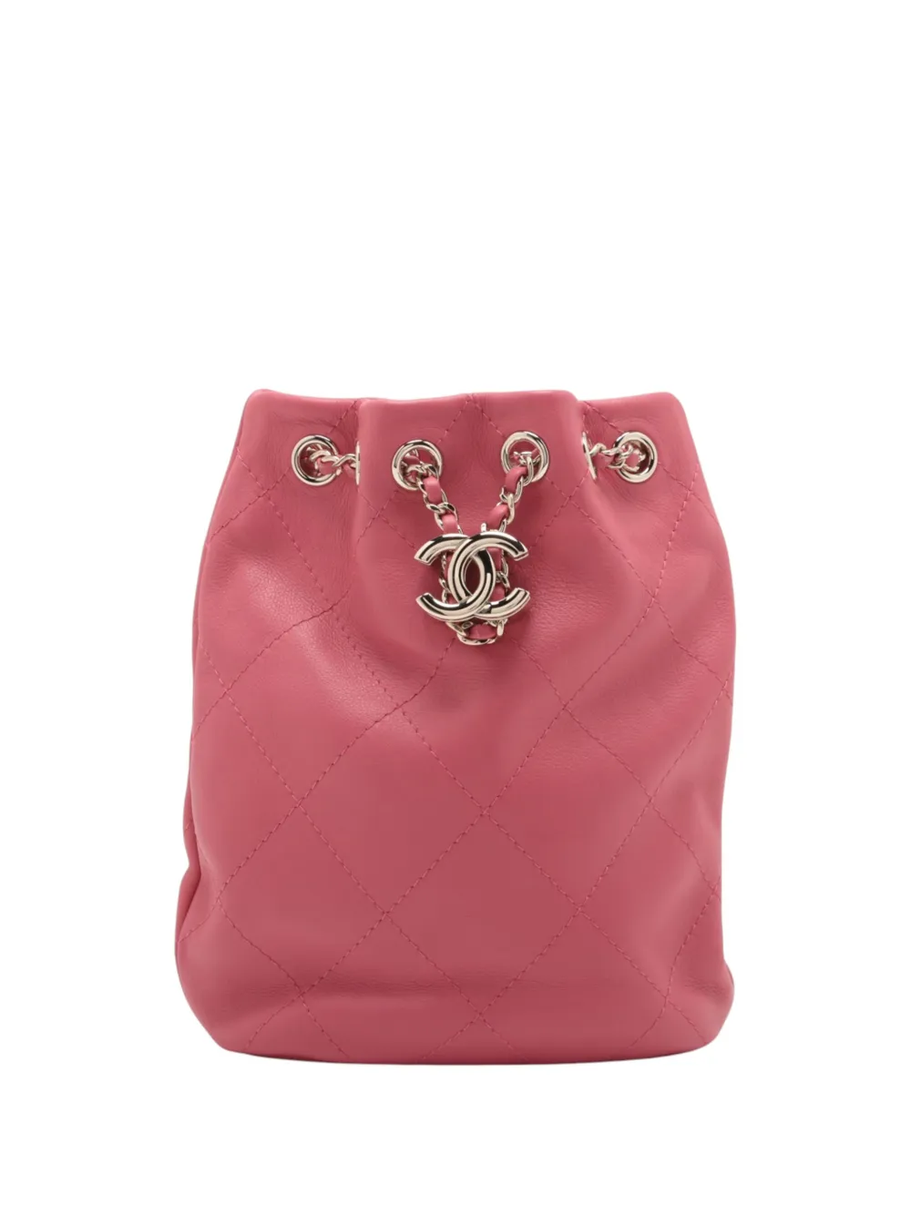 CHANEL Pre-Owned 2021-2026 CC Quilted Lambskin Chain Drawstring backpack - Pink