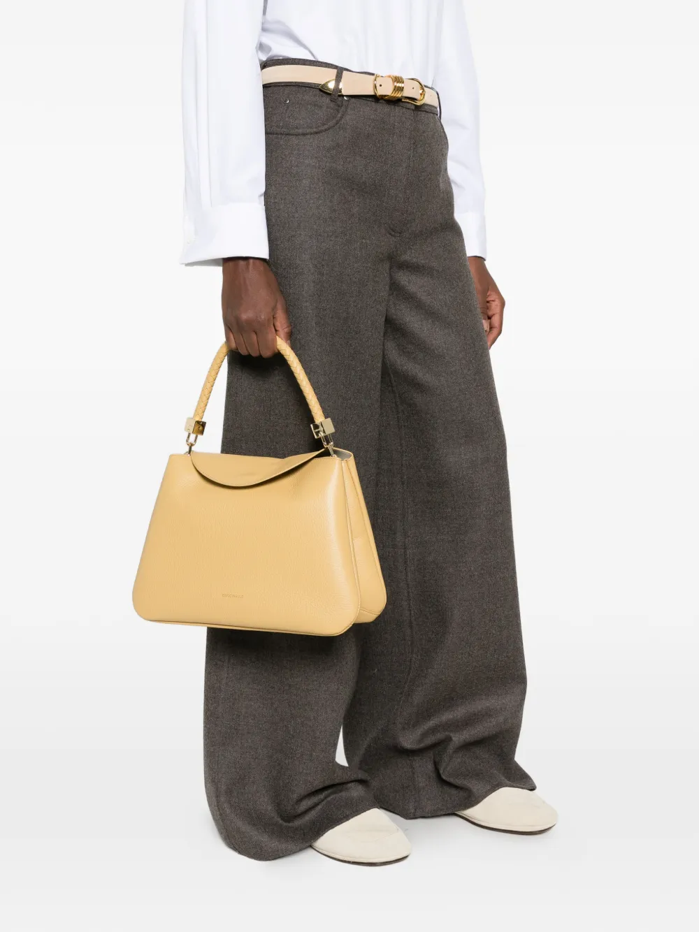Coccinelle Tiggy braided leather tote bag Beige