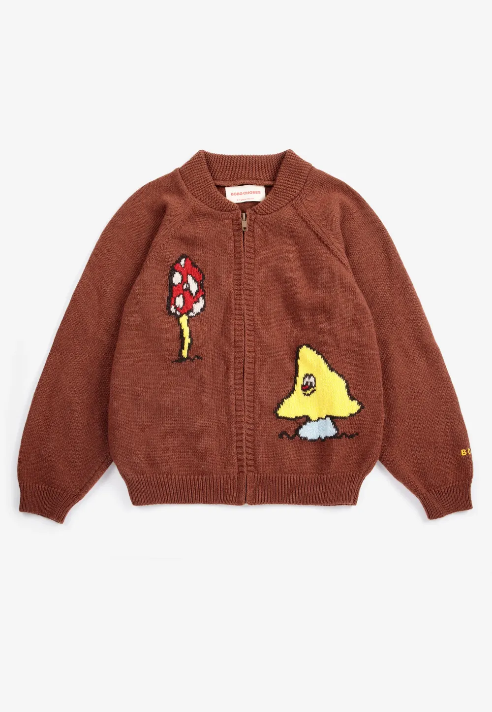 Bobo Choses Cardigan Mush Monster Duo con zip - Marrone