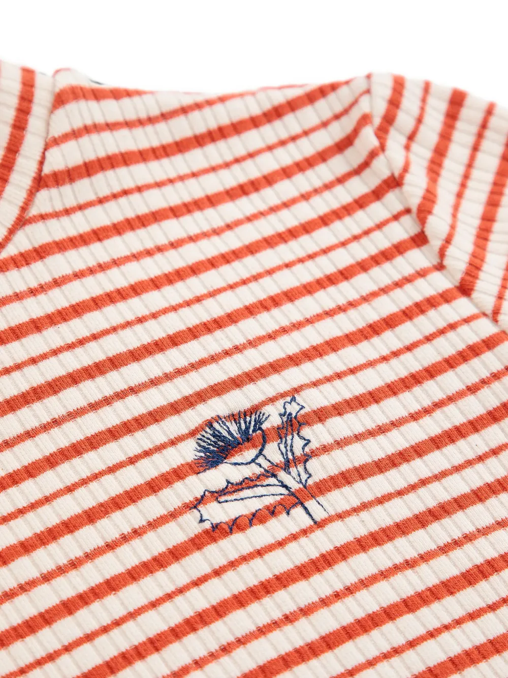 Bobo Choses Energy Flower gestreept T-shirt met borduurwerk Oranje